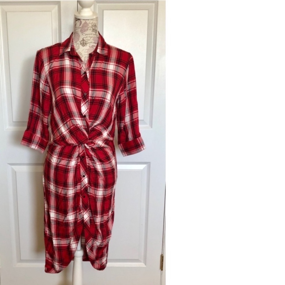 Zara Plaid Knot Shirtdress